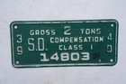 1939 1940 South Dakota License Plate Apportioned Prorate Truck 2 Ton - Class 1