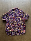 Vintage La Lakers Hawaiian Aloha Style Rayon Button Up Shirt Size Large