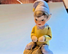 Josef Originals Mini Pixie Elf Gnome Fairy Riding On A Turtle Figurine Vintage