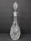 Set Of 2 Vintage Crystal Glass Pinwheel Starburst Decanters W  Stoppers 15 25  