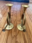 Solid Brass Vintage Set Of French Horn Candle Holders Home Decor