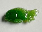 Certified Grade A Nature Hetian Jade Jasper Green Hand Carved Pendant Fish             
