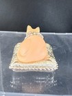 Estee Lauder Frost Pink Cat Solid Perfume Compact Silver Tone Vintage 1995