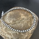 Southwestern Silver Pearls 4mm Beads 7    Sterling Silver Bracelet 90307