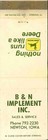 John Deere Matchbook Cover 2 Leg B N Implement Newton Ia