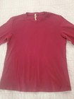 Womens Crew Neck Long Sleeve Basic Top Cotton Stretch Slim Fit Red T Shirt Sz M