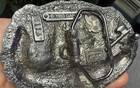 1993 Gap Native American Style Belt Buckle Tepees Eagle Feathers Usa Made