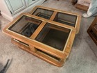 1980 s Oak Swivel Glass Coffee Table Three Tiered Surfaces To Set Your Items On 