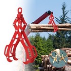 4-claw Log Lifting Tongs  Carbon Steel Red Log Grapple 36 In W 360   Swivel Hook