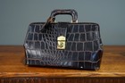 Antique Medical Doctor Bag Alligator Embalming Undertaker Case W  Key Vintage