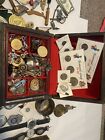 Antique  Vintage Junk Drawer Lot Large Lot  Military watches coins And More 