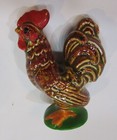 Vintage Hand Painted Small 2 75  Tall Old Ceramic Rooster Figurine