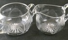 Vintage Clear Floral Etched Glass Creamer   Sugar Set