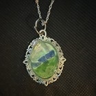 Silver Tone Chain Necklace Oval Sea Glass Found In Aruba   Hand Made W love