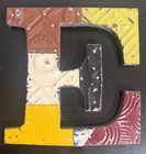      Vintage Antique Ceiling Tile Tin Letter Initial E Multi-color 8x8  Cottage     