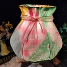 Vintage 17  Tole Candlestick Lamp Pastel Cottage Patchwork Fabric Boudoir Shade