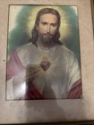 Vtg Sacred Heart Of Jesus Framed Print Catholic Religious Art Framed 1940 s