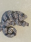 Silver Tone Rhinestone Chameleon Lizard Fashion Jewelry Brooch Pin Usa Seller