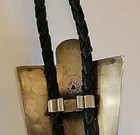 Vtg Bell Trading Post Sterling Turquoise Thunderbird Bolo Tie Sign Bell Sterling