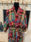 Vtg 60s 70s Terry Lined Madras Plaid Bathrobe Housecoat 48    Chest  44    Long Nice