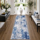 Washable 2 x6  Abstract Runner Rug For Hallway - Blue Gray Area Carpet