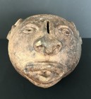 Ancient Rare Pre Columbian Clay Pottery Head Coinbank From Veracruz  Mexico 7 5   