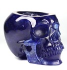 Huge 5 0  Blue Smelted Crystal Carved Skull  Super Realistic  Crystal Healing
