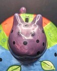 Cat Piggy Bank Milson   Louis Whimsical Ceramic Handpainted Colorful Purple Blue