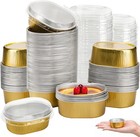 100 Pack Mini Aluminum Baking Cups With Lids  2 Fl Oz Disposable Ramekins Muf   