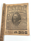 Rare 1910 s Al G Field Minstrels Program Black Americana Akron Ohio Oh