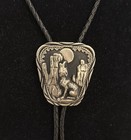 Vintage 1980   s Sterling Silver Ssi Usa Coyote Howling Moon Desert Black Bolo Tie