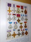Vintage 1933 Hand Tinted Book Plate - Medals Won In The Great War  ww1 