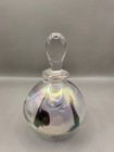 Blown Studio Art Glass Iridescent Perfume Bottle  hanging Hearts  W Stopper