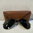 Vtg Ray Ban Rb3025 58-14 Aviator Sunglasses Green Lenses Gold Frame Case As Seen