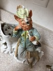 Pair Antique Victorian Gebr  der Heubach Fox Hunting Spill Vases Match Stick