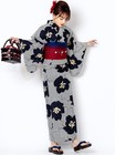 Authentic Japanese Yukata 2pc Set Navy Stripe Camellia Gold Glitter New One Size