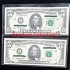 1995 Series  5 Dollar Bill Banknote Old Design Us Federal Reserve Note Vintage