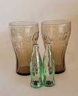 Vintage Coca Cola Bundle Salt   Pepper Shakers W  2 Glass Cups Collectible   