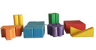 1986 Vintage Playskool Colored Real Wood Blocks In Original Box Complete 49pc