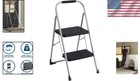 Folding 2-step Gray Steel Stool With Slip-resistant Steps - Compact   Secure