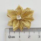 40 Pcs Satin Ribbon Flowers Bows Rose Rhinestone Appliques Craft Wedding Gold