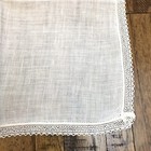 White Linen Blend  Hankie With Lace Trim  Bridal Something Old