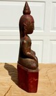 Rare 19c Burmese Shan Buddha Statue Gold Gilt Wood Red Base 11 1 2  X 5  X 3  