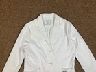 Figs Bellevue Long Lab Coat Womens S White Button Medical Nursing Read Desc 