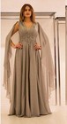 Elegant Mother Of The Bride Dress Shawl Sleeves Appliques Chiffon Floor Length