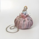 Vtg  Doll Pin Cushion Porcelain Lady In Pink Ball Gown With Pearls Germany