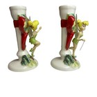 Disney Tinkerbell Christmas Candlestick Holder Set Rare Retired W box