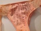 Victoria s Secret Very Sexy Blush Pink Garter Thong Ruffles Crystals Nwt Sml