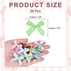 50 Pcs Mini Gingham Ribbon Bows 1 8 Inch Satin Ribbon Bows  Grass Green White