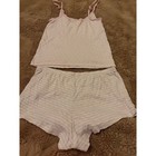 Victoria s Secret Pink Pajama Set Pink White Stripe Heart Pointelle Cami Shorts